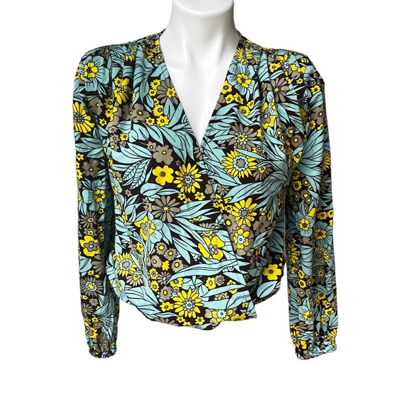 INC International Concepts Tops - NWT, INC International Concepts Floral Long Sleeve Wrap Stretch Blouse, XS
